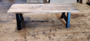 Bankje eiken wagondelen